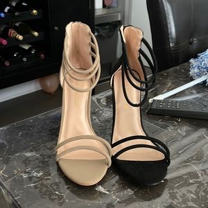 Beige and black heels